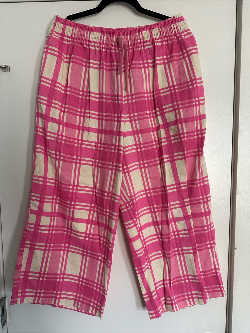 Lucy & Yak Chuck Wide Leg Cotton Trousers in Grayson Gingham Print Medium